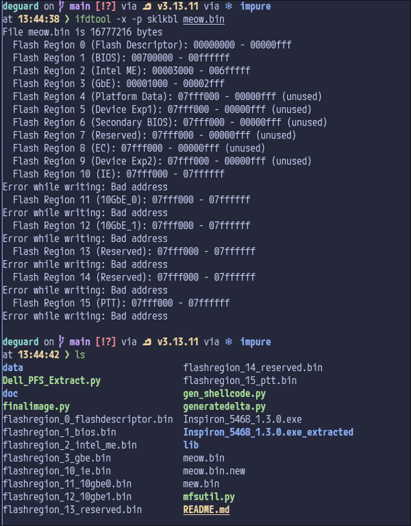 ifdtool being used to extract regions of the image