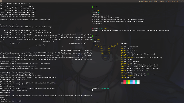 A Guix system booted, showing cbmem -1 on one half of the screen
