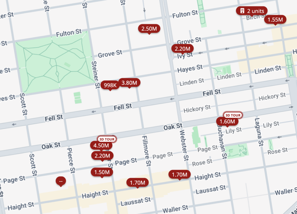 Home prices near Hayes Valley commercial corridor.