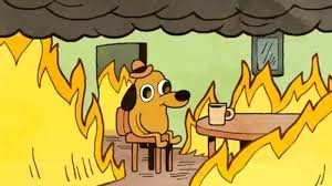 This is fine dog sitting in a burning room