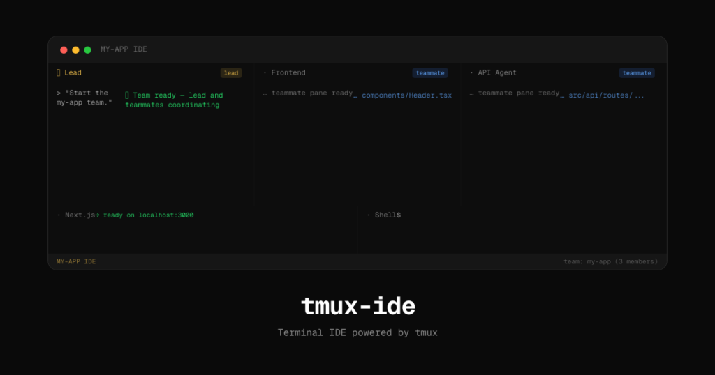 tmux-ide — Prepare Claude agent-team layouts in one terminal