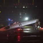 Jazz CRJ9 at New York on Mar 22nd 2026, collision with fire truck on runway