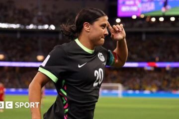Sam Kerr scores the winning goal for Australia over China in the Asian Cup