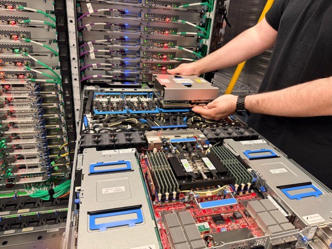 AWS Austin chip lab tour, sled with components