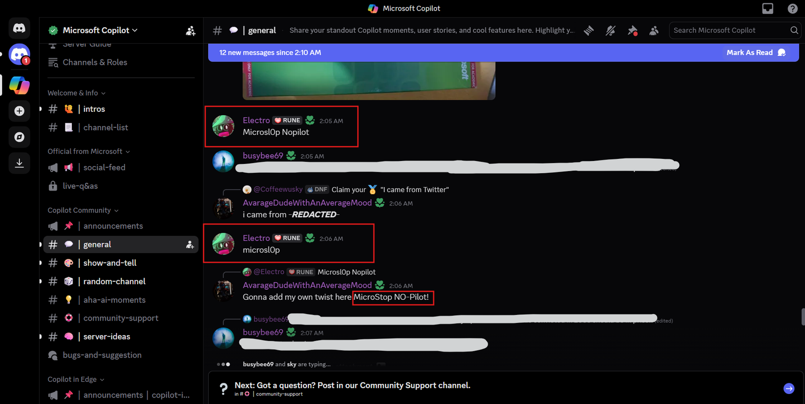 Discord users finding ways to use the word Microslop