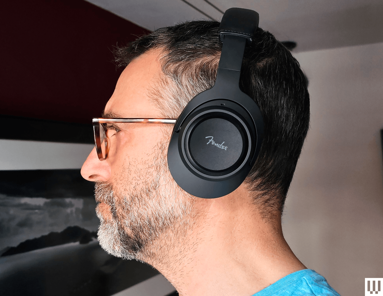 Image may contain Massimo Bottura, adult, electronics, headphones, head accessories, glasses and face