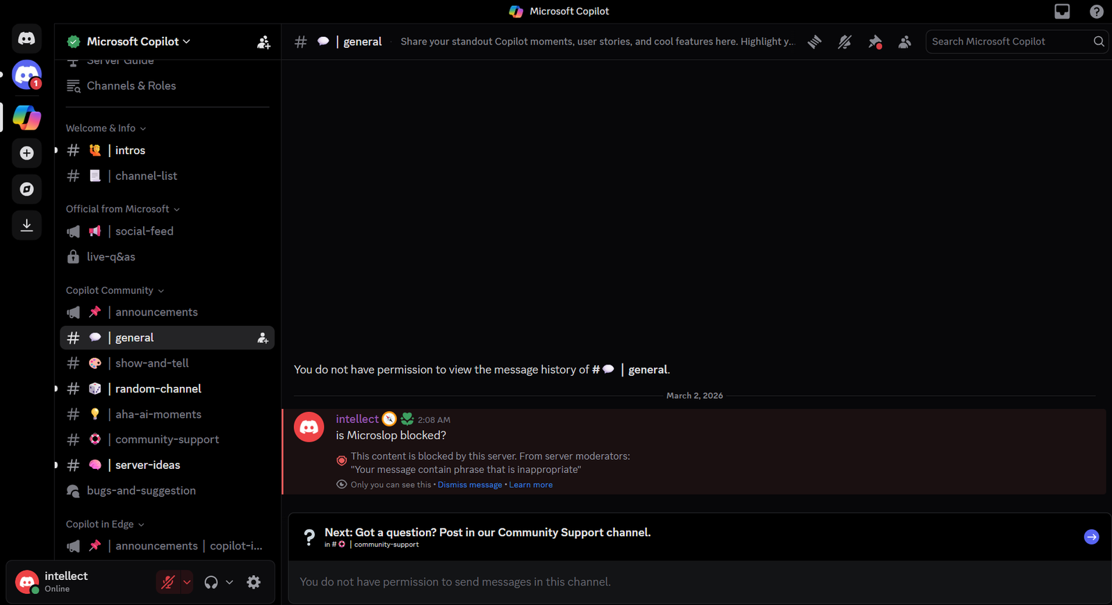 Microsoft Copilot Discord server locked after users raided it with variations of the word Microslop