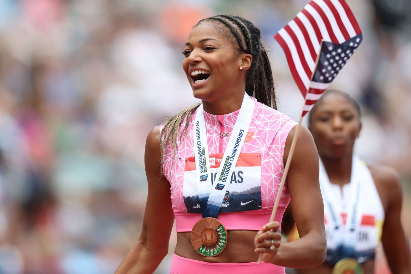     Gabe Thomas during the 2025 USATF Outdoor Championships at Hayward Field in Eugene, Oregon. (Photo by Getty Images)