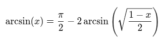 The arcsin half angle transformation formula