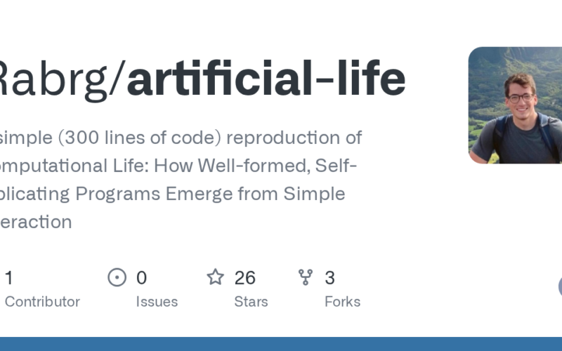 Rabrg/artificial-life: A simple (300 lines of code) reproduction of Computational Life: How Well-formed, Self-replicating Programs Emerge from Simple Interaction · GitHub