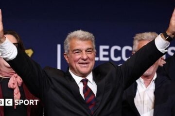 Joan Laporta has been re-elected as Barcelona president, defeating Victor Font