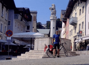 Berchtesgaden train station with preserved Nazi-era architectural elements. Ruins of Hitler