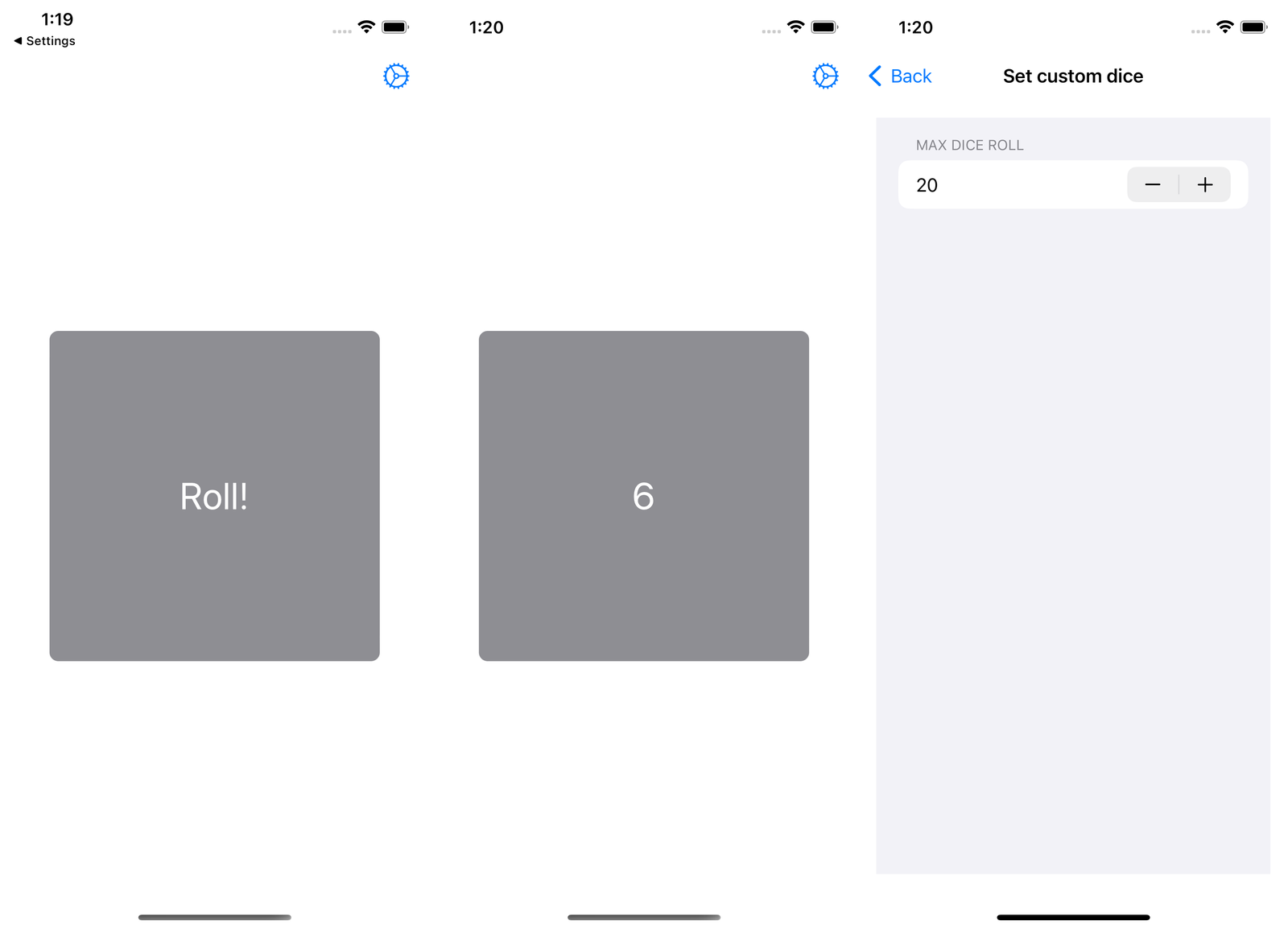 screenshot of SwiftUI app on an iPhone simulator